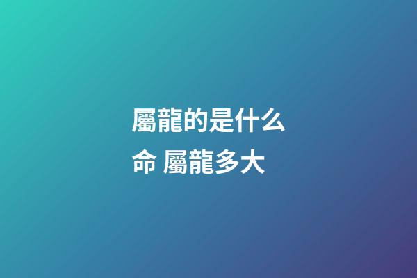屬龍的是什么命 屬龍多大-第1張-觀點(diǎn)-玄機(jī)派
